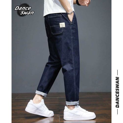 Autumn and Winter New Jeans Mens tendy Slim-Fit Stetch Blac