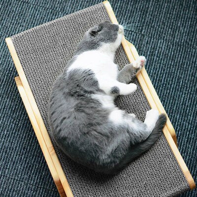 Wooden Cat Scratcher Scraper Detachable Lounge Bed 3 In 1 Sc