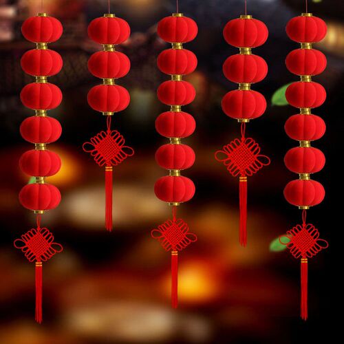 Wedding Festive Decoration Flocking Red Lantern Indoor Outdo