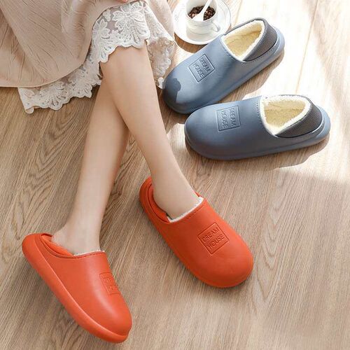 Waterproof Cotton Slippers Womens Winter Non-slip Warm Coup