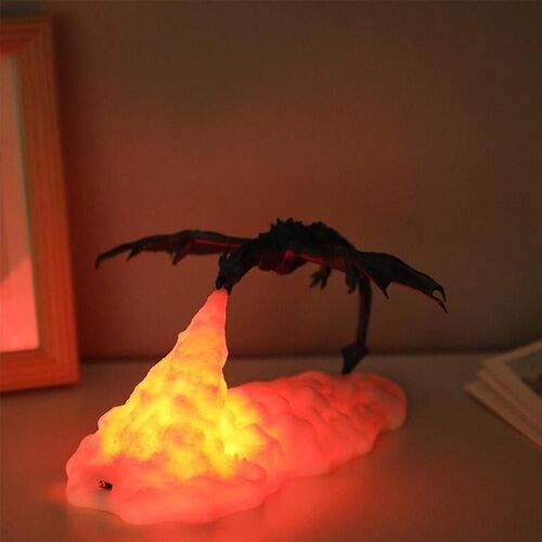 3d Printed Fire Breathing Dragon Shape Lamp Night Light For