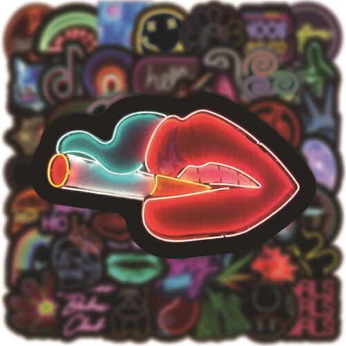 50/100PCS Neon Light Graffiti Stickers Decal Laptop Guitar M