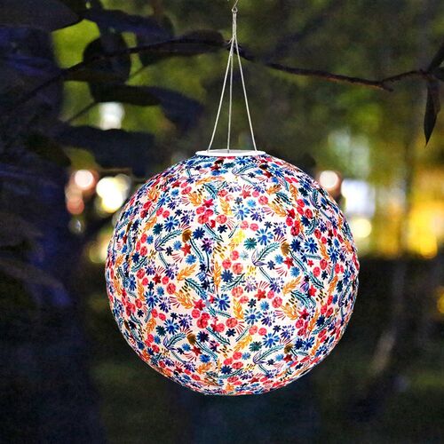 12 inch Printed Waterproof Nylon LED Round Lantern Hanging f