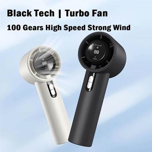Handheld Fan LED Digital Display 100 Winds Speeds USB Charge