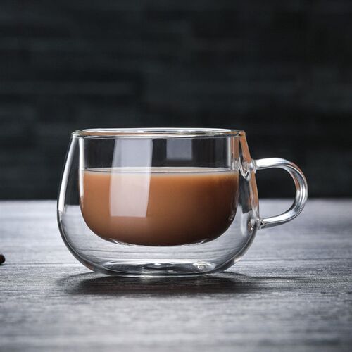 Double Wall Glass Cup Heat Resistant Tea Coffee Mug With Han