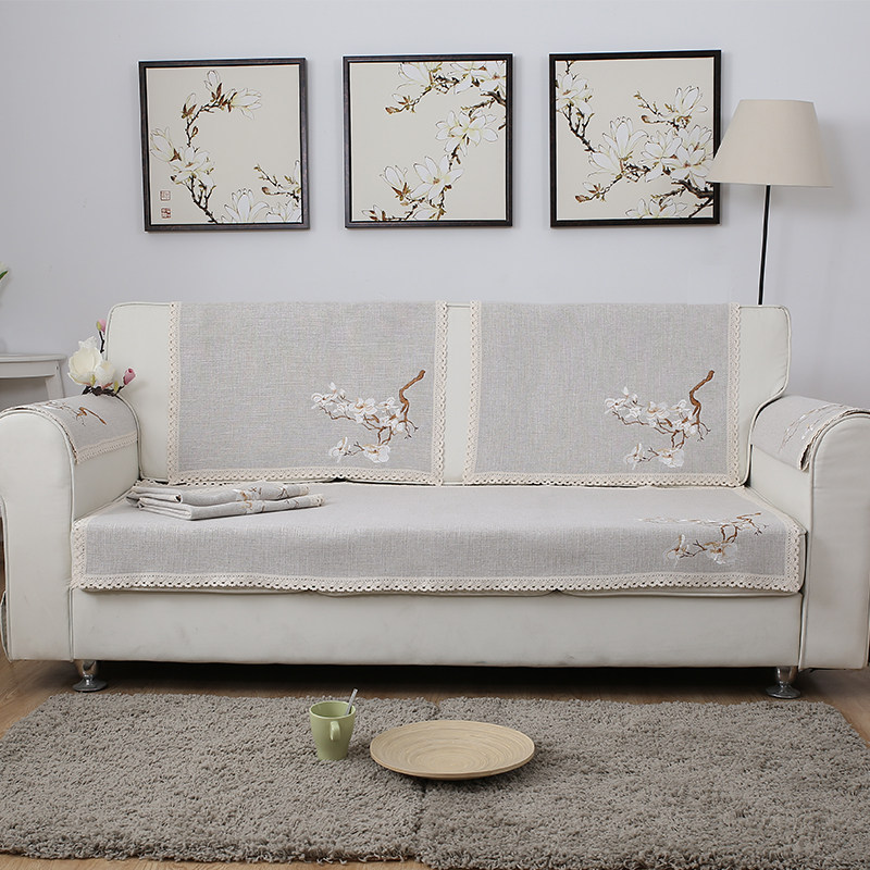 棉麻刺绣中式亚麻沙发垫布艺加厚坐垫子沙发巾飘窗垫,居家布艺,沙发垫,淘宝优惠券,粉丝福利购,淘宝优惠卷