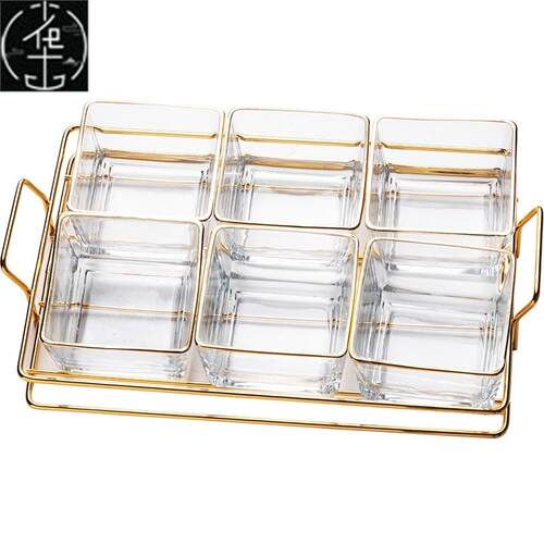Glass Divided Fruit Plate Snack Candy Storage Box