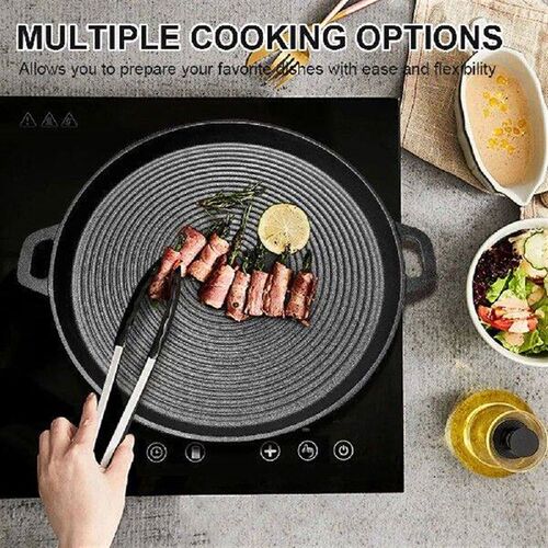 34cm Cast Iron Frying Pan with Handles Round Griddle for