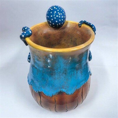 Portable Creative Deep Blue Octopus Mug Handmade Statue