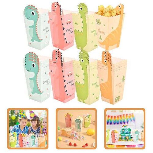 24 Pcs Paper Popcorn Box Child Dinosaur Candy Bags 250g