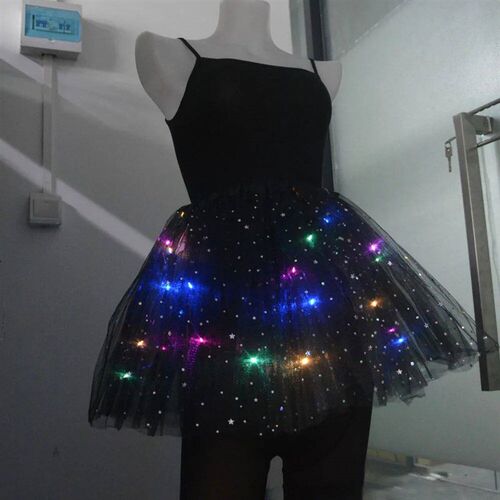 Womens Girl Glow Star Tutu Light Up Skirt Birthday Wedding