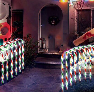 5PCS/Set Solar Cane Light Outdoor Waterproof Candy Ground Li