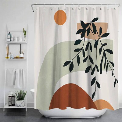 Flowers, plants, leaves, abstract art shower curtain fabric,