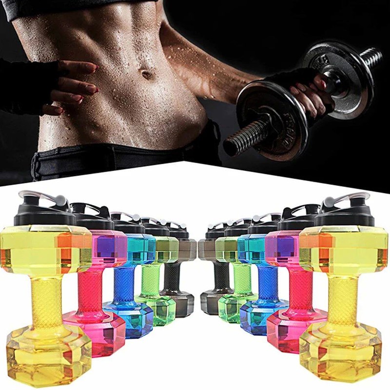 500/1500/2200/2600ml PET Dumbbell Shaped Kettle Outdoor Fitn - 实物图