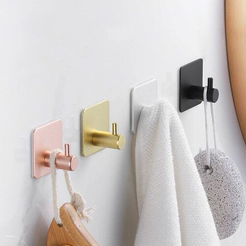 Adhesive Wall Hooks Towel Holder Door Key Cloth Coat Bathroo