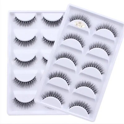 5/10/20/30/50 Boxes 5 Pairs Natural 3D Mink False Eyelashes