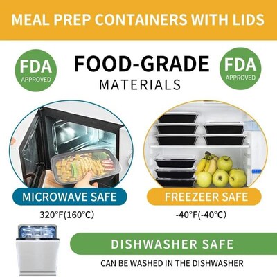 15 Pack Meal Prep Containers Microwave Safe Food Storage Con