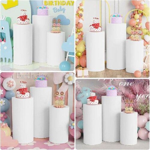 3Pcs Cylinder Plinth Stand Pillar Covers Decorative for