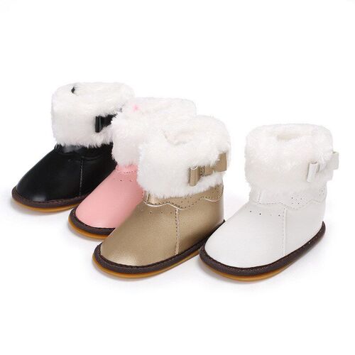 Winter Warm Shoes for Girls PU Leather Boots with Reinforced