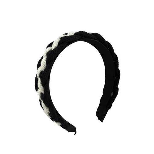 Winter Wool Woven Hairband High-grade Black and White with T