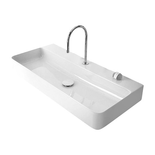 卫生间浴室方形一体台面挂墙盆酒店餐厅厕所陶瓷台上盆洗手盆 1米