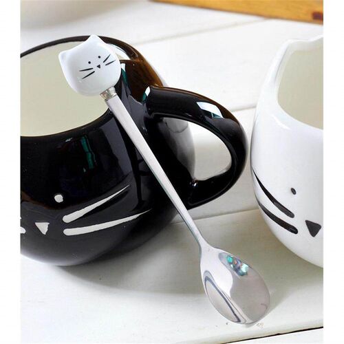Ceramic Cute Cat Mugs With Spoon Coffee Tea Milk Animal Cups