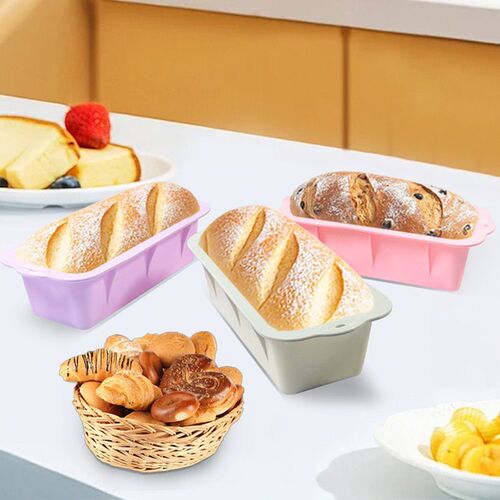 New silicone rectangular toast box, long bread cake mold, D