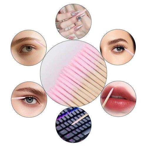 100/300/500Pcs Dsposable Wood Cotton Swab Double Head Lpstck