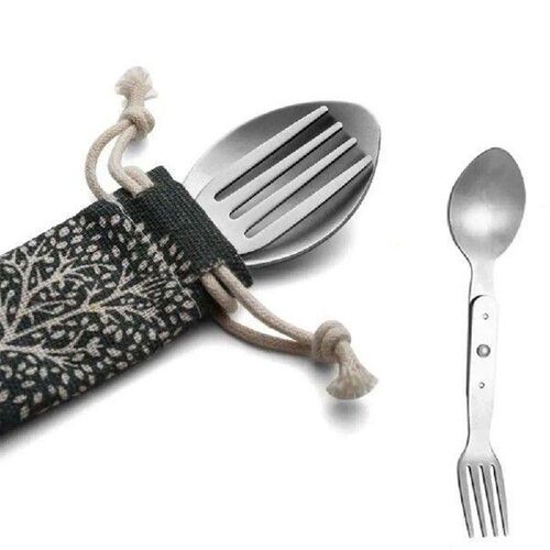 Cutlery 304 Stainless Steel 2-in-1 Foldable Fork