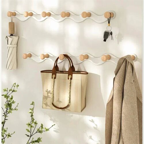 Coat Hanger Wall Mount Creative Wave Iron Hooks Row No Punch