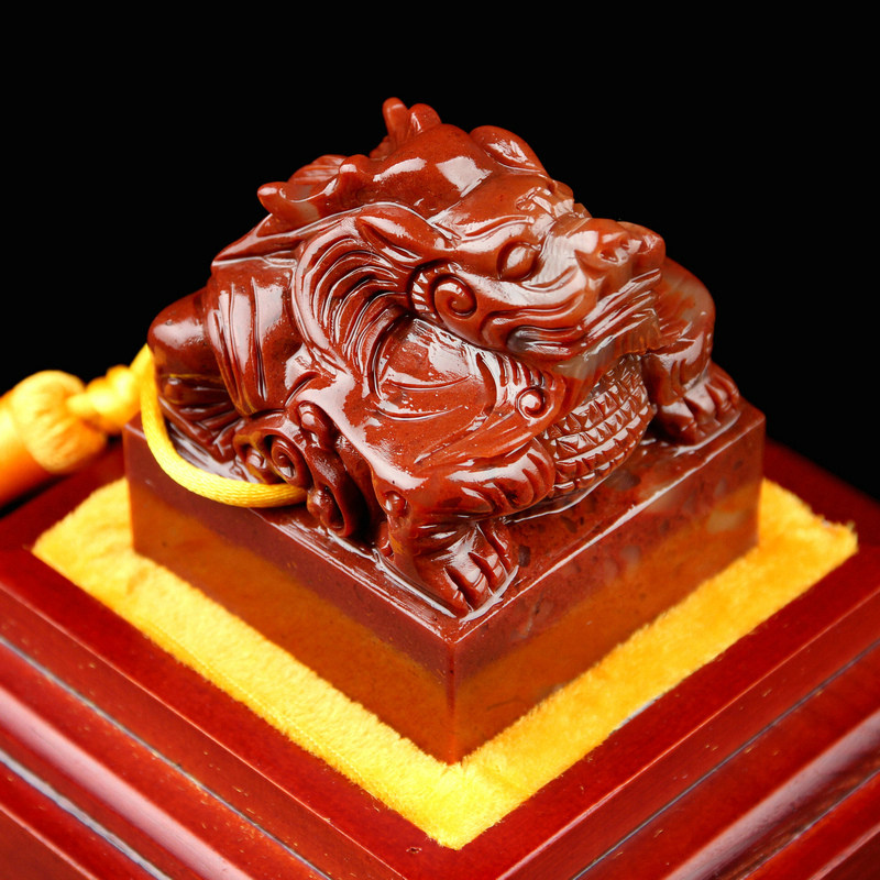 寿山石九龙传国玉玺摆件印章篆刻印玺手工刻字收藏书闲章姓名定制