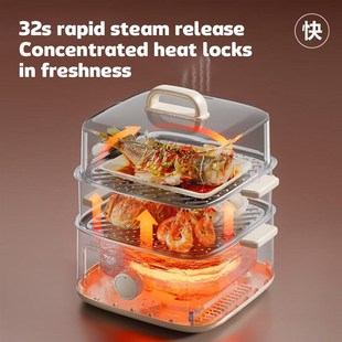 Midea 3 Tier Food Steamer with Lids and Removable Base 10.8L