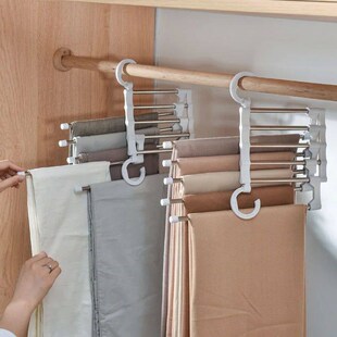5 In 1 Magic Trouser Rack Hangers Stainless Steel Folding Pa