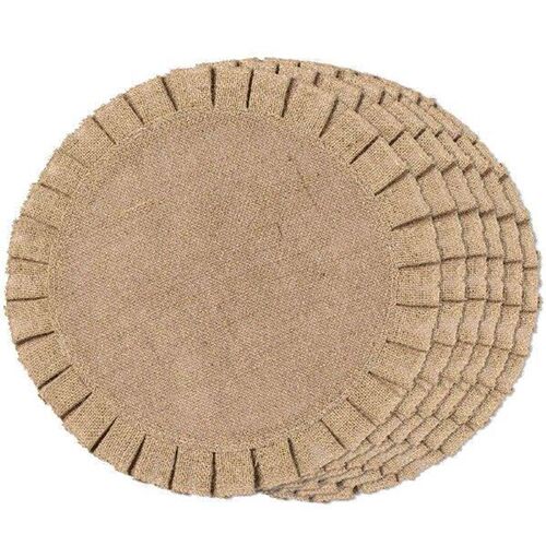 Burlap Round Braided Placemats Set of 6 for Tables,Heat