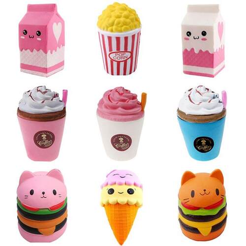 Jumbo Cute Popcorn Cake Hamburger Squishy Unicorn Milk Slow