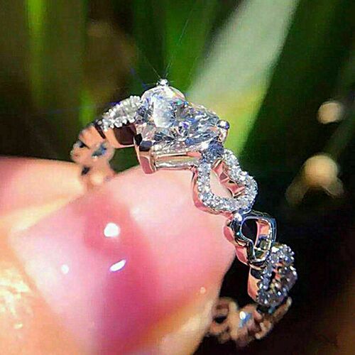 Elegant Silver Color Heart-shaped Proposal Ring Women Love K