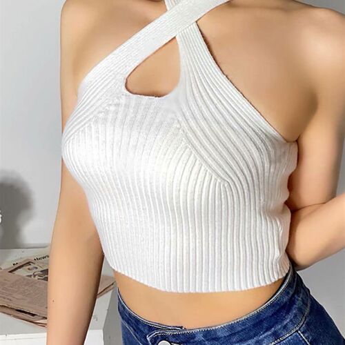 HELIAR Women Cross Halter Tops Female Off Shoulder Crop Tops