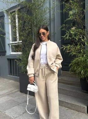 Casual Sweatshirt Pants Sets Women Loose Long Sleeve Top Hig