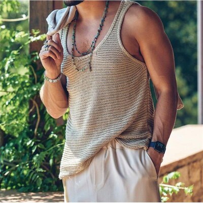 Mens Vest 2025 Early Casual mforle Mens Solid lor Sleevele
