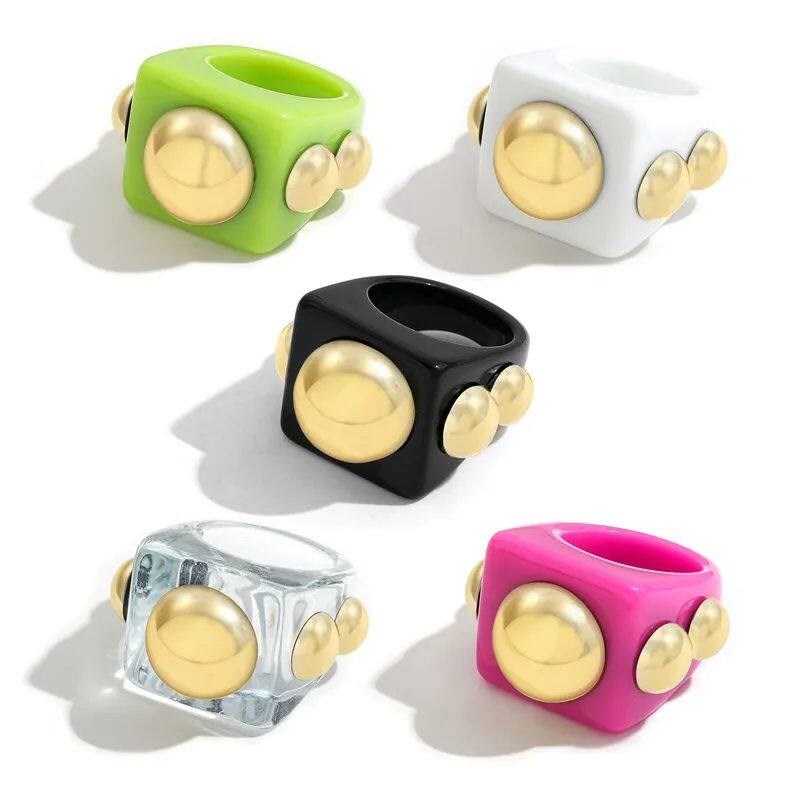 U-Magical rendy Multicolor Acrylic Chunky Rings for Women Co