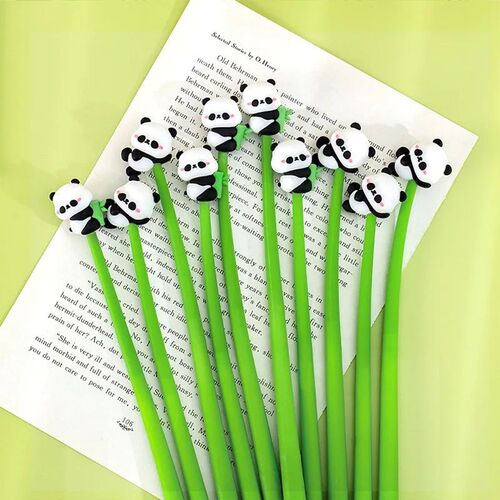 10Pcs/Lot Cartoon Cute Panda Gel Pen Kawaii 0.5mm Black Ink