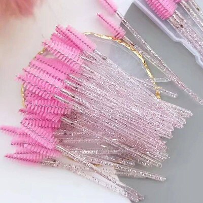 50Pcs Disposable Eyelash Wands Brush Comb Eye Lashes Extensi