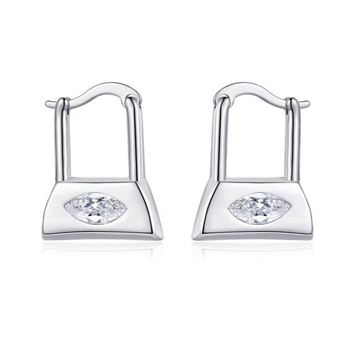 Design sense cold wind small lock zircon ear buckle niche pe