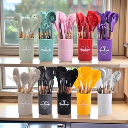 12 Pcs Silicone Kitchen Utensils Set Non-Stick Cookware for