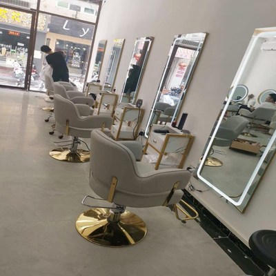 美发店镜子发廊美发挂墙镜理发店镜台柜子一体带灯落地镜剪发专用