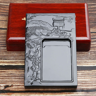 手工砚台名师老坑天然原石磨墨条墨块砚台墨池文房四宝歙砚黑龙尾