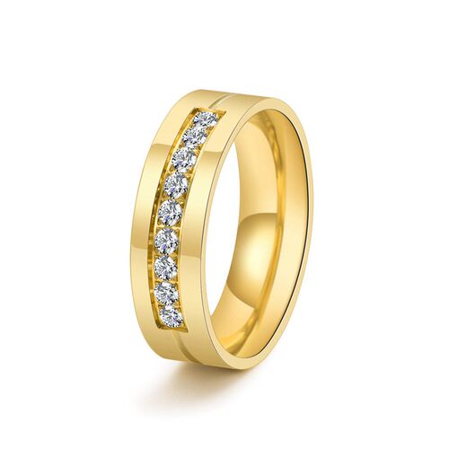 Design diamond-encrusted couple ring stainless steel fashion