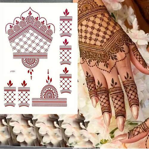 Henna Tattoo Brown Mehndi Stickers for Hand Henna Temporary