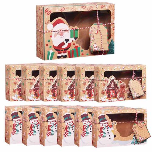 3/6/9/12pcs Kraft Paper Candy Boxes Merry Christmas Cookie G