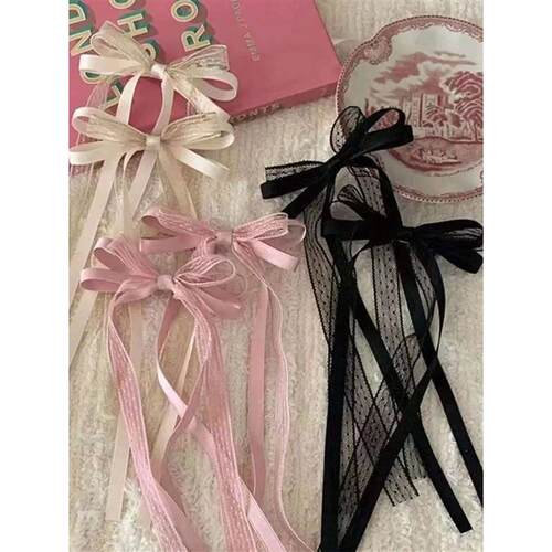 2/6+Pcs+Fashion+Sweet+Mesh+Bow+Ribbon+Hair+Clips+For+Women+G